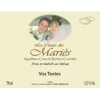 Votre �tiquette perso pour bouteille de vin ou champagne mod�le impose ou libre au choix en plus elles sont auto collante -- possible de mettre votre photo de couple � la place du bouquet
A l'unit�.