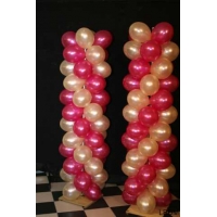 Colonnes ballons pour mariage ( kit pour 2 ) avec ballons 29 cm m�tallis�  + 2 ballons c�ur ou rond g�ants ivoire pour le sommet selon disponibilit�.
instruction de montage fournie tr�s simple possible sans support.