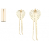 C�ur fil a remplir 20 cm ou 30 cm de hauteur avec n�ud et bande. Coloris unique cr�me.