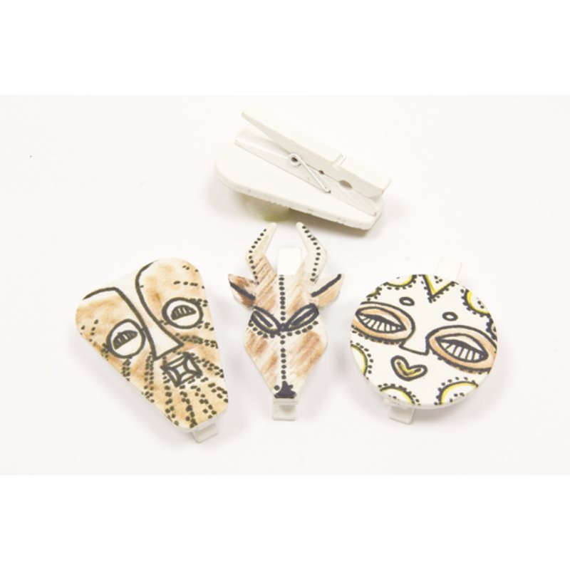 Masque africain en bois sur pince (x6)