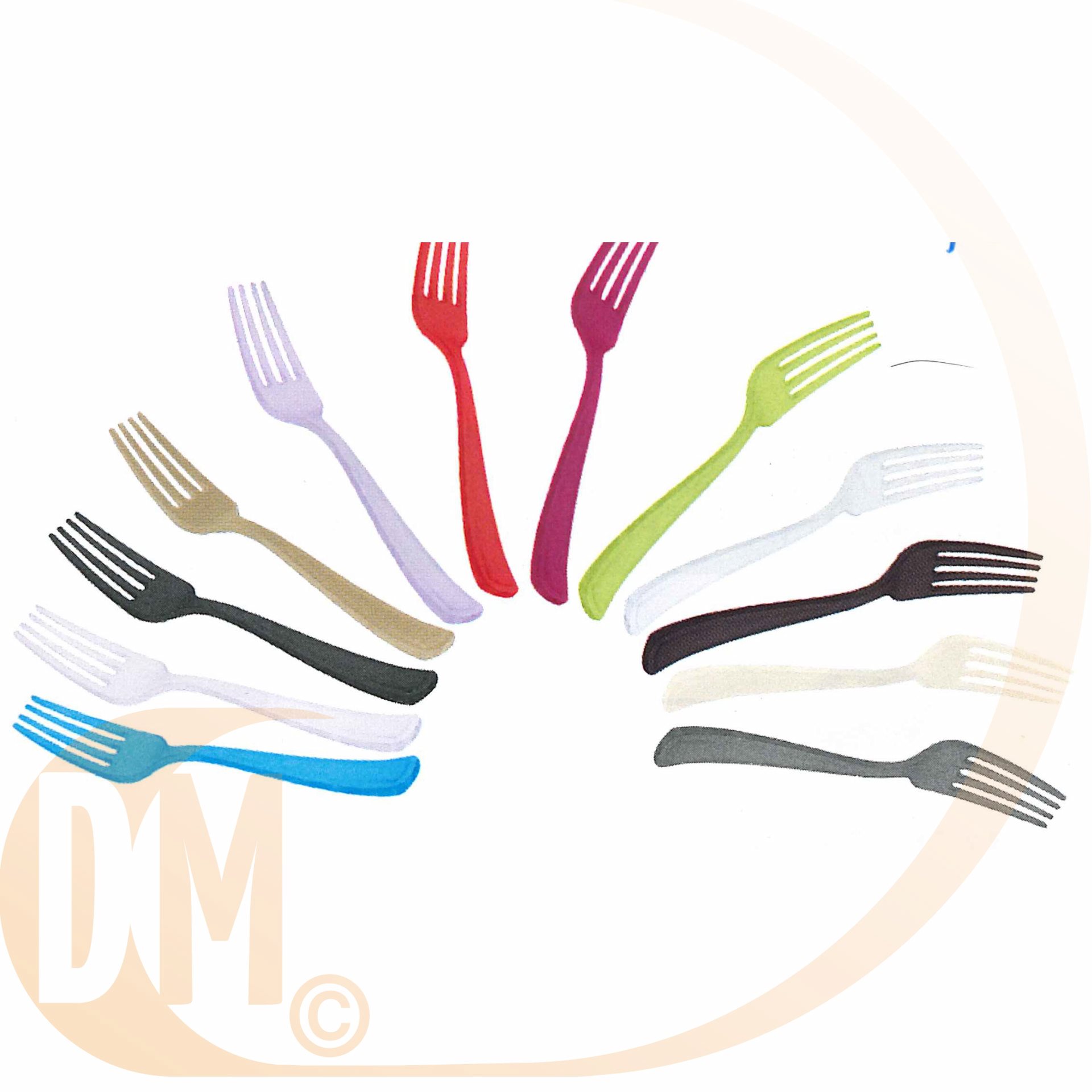 Fourchette plastique discount de couleur par 50