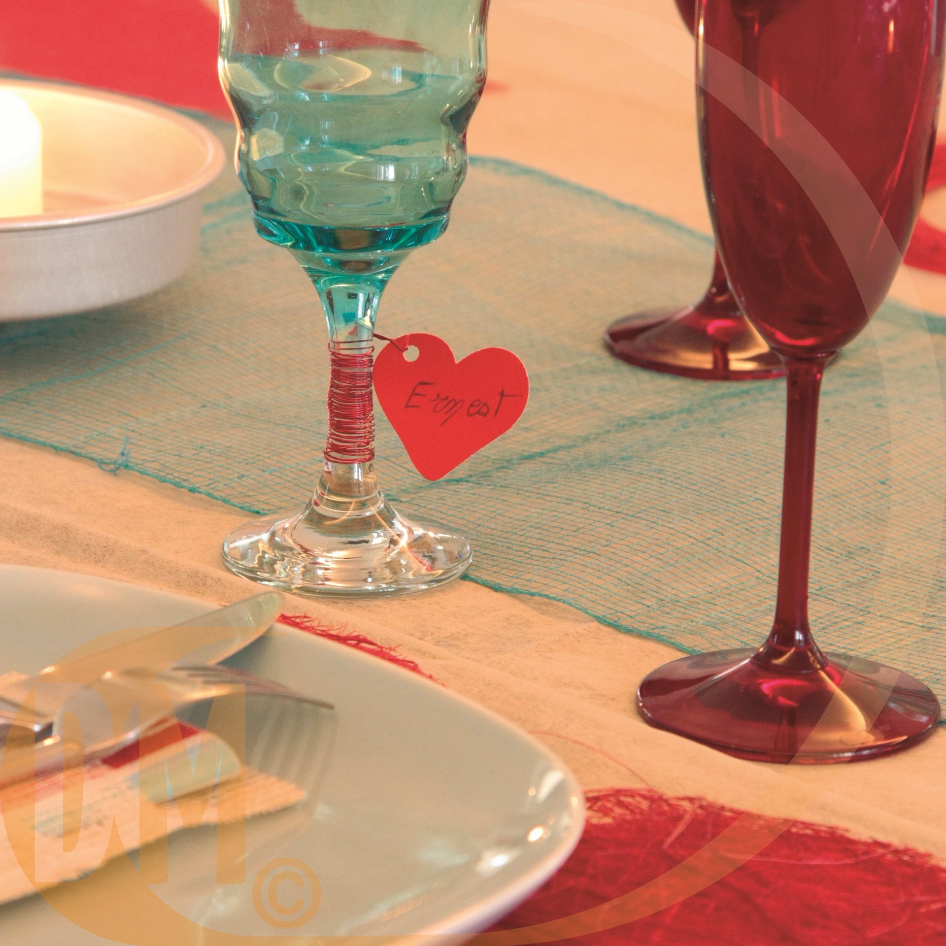 Marque place coeur carton par 10 