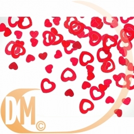 Confettis de table m�tallique coeur rouge